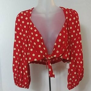 Floral Long Sleeve Tie Front V-neck Blouse